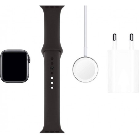 Apple Watch Series 5 GPS, Caja 44mm Aluminio Gris Espacial y correa deportiva negra