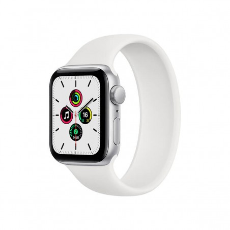 Apple Watch SE (GPS), 44 mm Aluminio Plata y correa deportiva Blanca