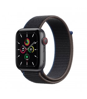 Apple Watch SE (GPS + Celular) 44mm Aluminio Gris espacial y Correa Loop Negro Carbón
