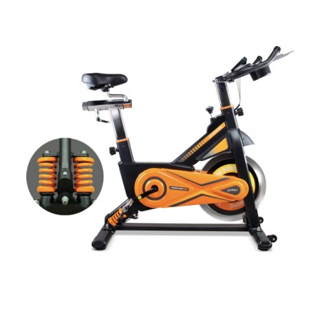 Bicicleta Spinning Trainer Alpine 8500 Gridinlux. Volante de Inercia 25 kg, Sistema Amortiguación