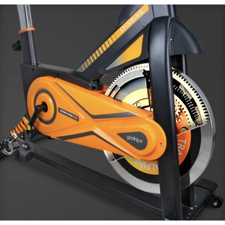 Bicicleta Spinning Trainer Alpine 8500 Gridinlux. Volante de Inercia 25 kg, Sistema Amortiguación