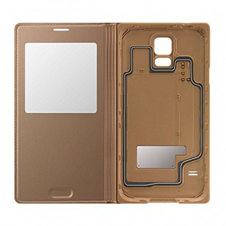 Funda S View para Samsung Galaxy S5 Oro EP-VG900BFEGWW