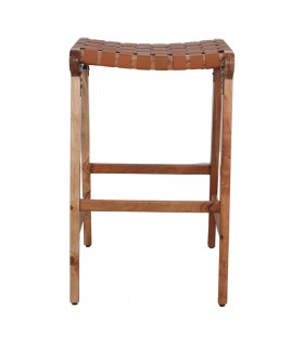 TABURETE ALTO DE MADERA Y PIEL GOTZO