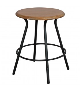 TABURETE BAJO DE METAL Y MADERA ALEMANIA