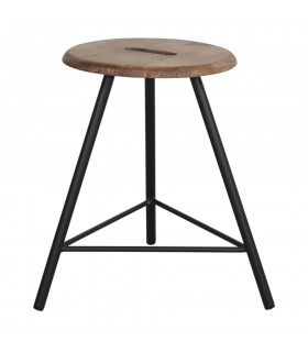 TABURETE BAJO DE METAL Y MADERA SNOW