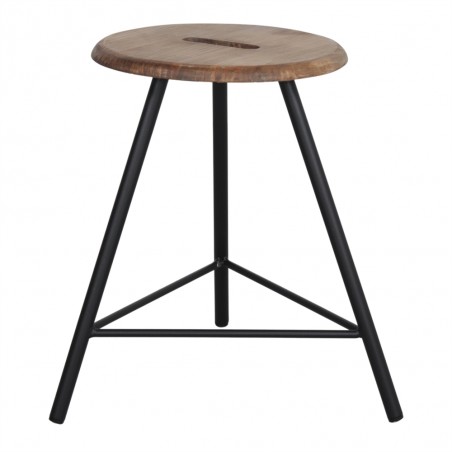 TABURETE BAJO DE METAL Y MADERA SNOW