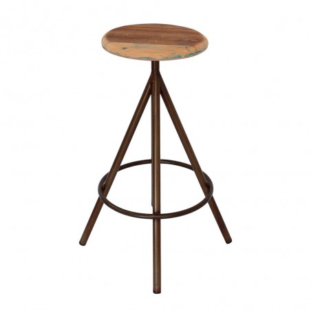 TABURETE ALTO DE METAL Y MADERA SQUARE
