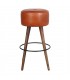 TABURETE ALTO DE MADERA Y PIEL COLT