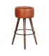 TABURETE ALTO DE MADERA Y PIEL COLT