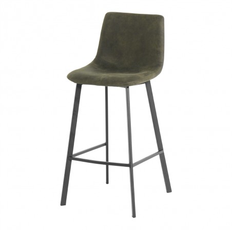 TABURETE ALTO DE PIEL VERDONA