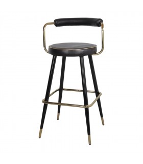 TABURETE ALTO DE METAL Y PIEL GATIMBER