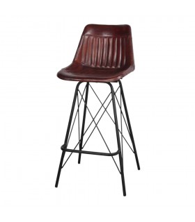 TABURETE ALTO DE METAL Y PIEL WARREN