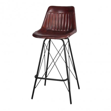 TABURETE ALTO DE METAL Y PIEL WARREN