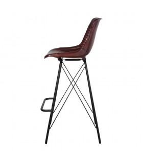 TABURETE ALTO DE METAL Y PIEL WARREN
