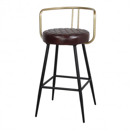 TABURETE ALTO DE METAL Y PIEL THABO MAXI