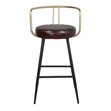 TABURETE ALTO DE METAL Y PIEL THABO MAXI