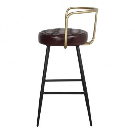 TABURETE ALTO DE METAL Y PIEL THABO MAXI