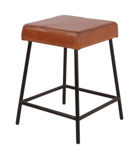 TABURETE BAJO DE METAL Y PIEL EVOLUTION