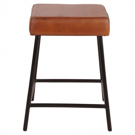 TABURETE BAJO DE METAL Y PIEL EVOLUTION