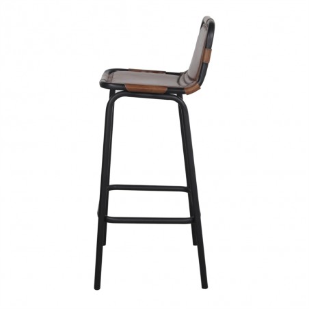 TABURETE ALTO DE METAL Y PIEL IGOR