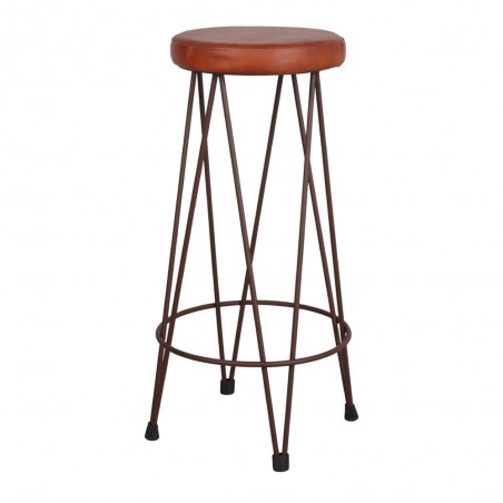 TABURETE ALTO METAL Y PIEL PIGALLE