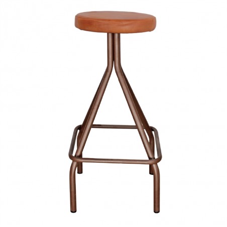 TABURETE ALTO METAL Y PIEL GAUCHO