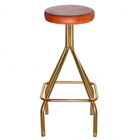 TABURETE ALTO METAL Y PIEL GAUCHO