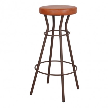 TABURETE ALTO DE METAL Y PIEL FILEMÓN