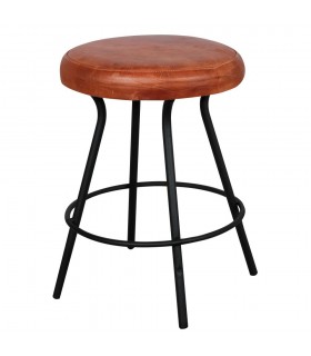 TABURETE BAJO DE METAL Y PIEL INGLATERRA