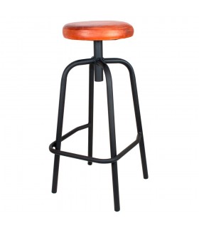 TABURETE ALTO METAL Y PIEL DONOVAN