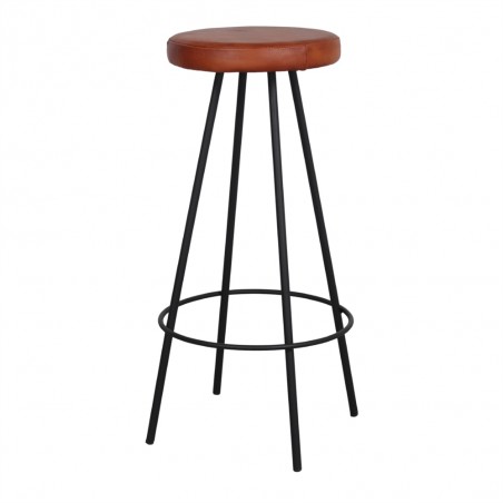 TABURETE ALTO METAL Y PIEL BOB