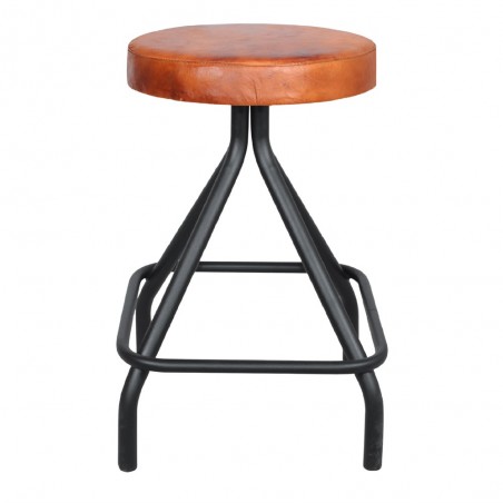 TABURETE BAJO METAL Y PIEL GORBACHOV