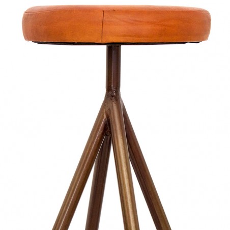 TABURETE ALTO DE METAL Y PIEL SILVER