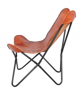 SILLÓN DE PIEL BUTTERFLY CARAMEL