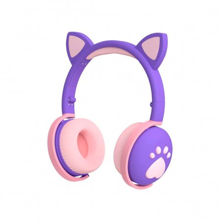 Auriculares Inalámbricos Niñ@s Bluetooth Orejitas con Huella Violeta