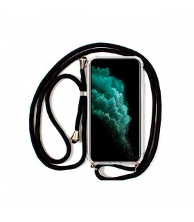 Carcasa iPhone 11 Pro híbrida con protector de cámara deslizante con cordon negro