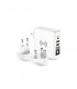 Cargador de red 4 en 1 (2x USB 3A, 1x USB-C y Carga Inalámbrica Quick Charge 3.0) Blanco
