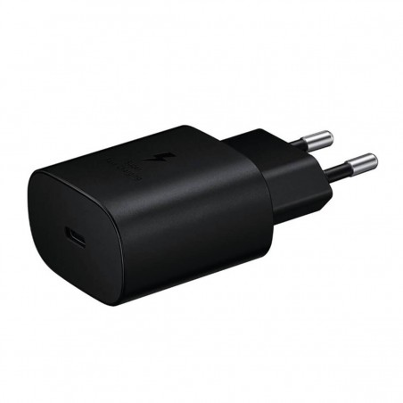 Cargador de red compatible Samsung Carga Rápida 25W USB-C (EP-TA800EBE + EPDG977BBE 2A) Negro