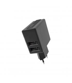 Cargador de red SBS 2.1A con doble salida USB Negro