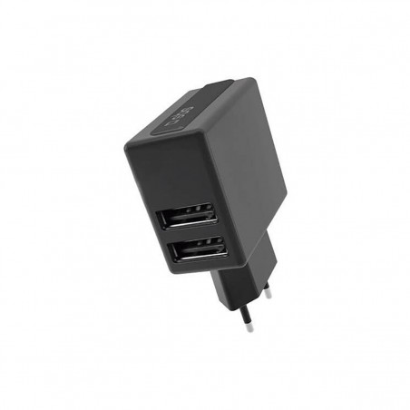 Cargador de red SBS 2.1A con doble salida USB Negro