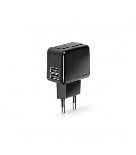 Cargador de red SBS 3.1A con doble salida USB Negro
