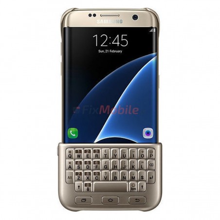 Funda con teclado oro para Samsung Galaxy S7 Edge EJ-CG935UFEG