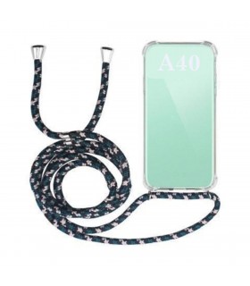 Funda Móvil Colgante para Samsung Galaxy A40 Cuerda Verde y Negro