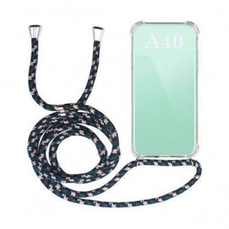 Funda Móvil Colgante para Samsung Galaxy A40 Cuerda Verde y Negro