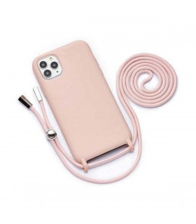Funda móvil colgante con cuerda para iPhone SE 2020 / 8 / 7 silicona premium Rosa