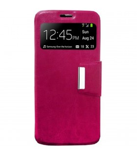Funda tipo libro rosa con ventana para Aquaris E5