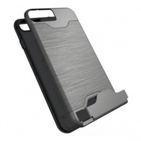 Carcasa con tarjetero y soporte plata para iPhone 7 Plus / 8 Plus