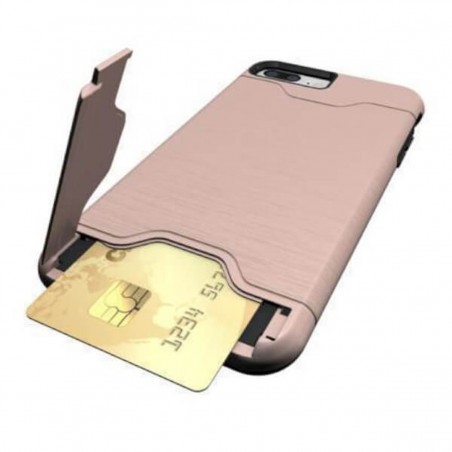 Carcasa con tarjetero y soporte rosa para iPhone 7 Plus / 8 Plus