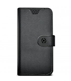Funda Celly universal M tipo libro negra y marrón